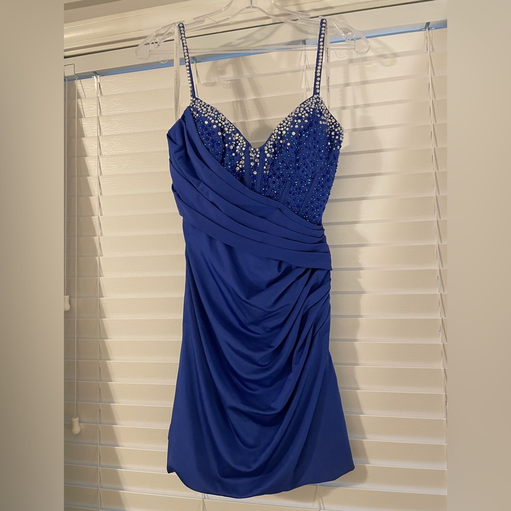 Ava Presley Sapphire Mini Dress with Crystal Accents - Picture 7 of 9